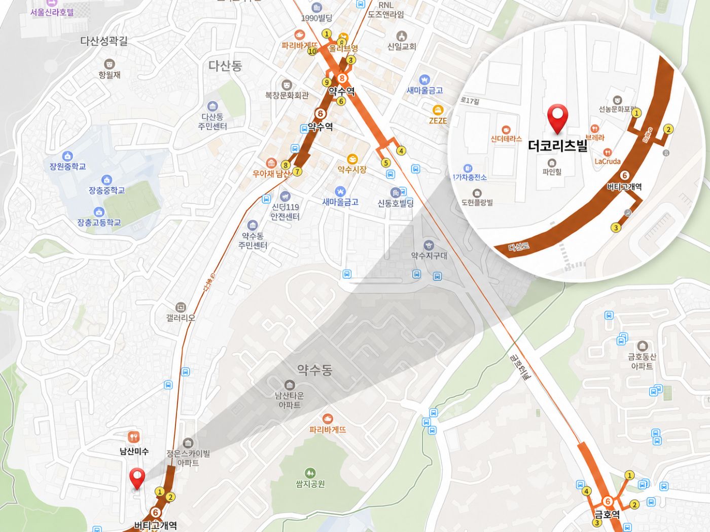 더코리츠힐 입지환경 지도
